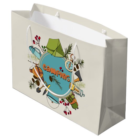Camping-Party cool hinzufügen Große Geschenktüte (Rückseite Schrägansicht)