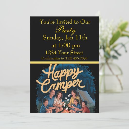 Camping PARTY Einladung (Stehend Vorderseite)