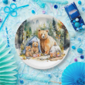 Camping Party Grill mit Bärenfamilie Pappteller (Party)