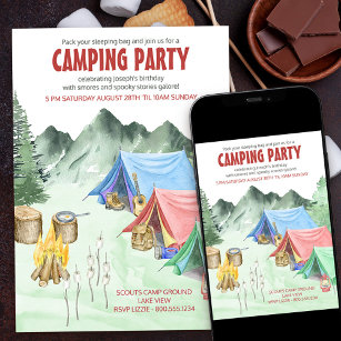 Camping Party Sleepover Erlebnis Geburtstag Einladung