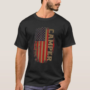 Camping Patriotic USA American Flag Camper T-Shirt