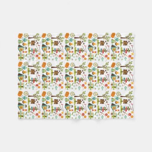 Camping Pattern Throw Blanket Fleecedecke (Vorderseite (Horizontal))