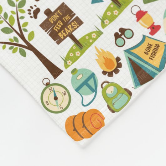 Camping Pattern Throw Blanket Fleecedecke (Ecke)
