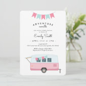 Camping Pink Adventure erwartet Baby Shower Einladung (Stehend Vorderseite)