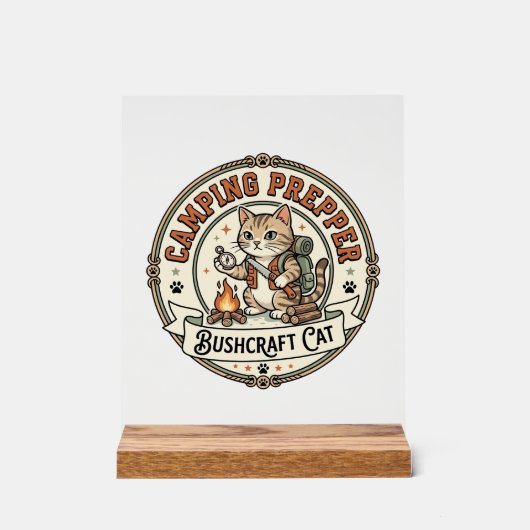 Camping Prepper Bushcraft Katze Camping Prepper Bu Acrylschild (Vorderseite)