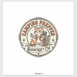 Camping Prepper Bushcraft Katze Camping Prepper Bu Aufkleber