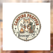 Camping Prepper Bushcraft Katze Camping Prepper Bu Fensteraufkleber (Blatt 2)