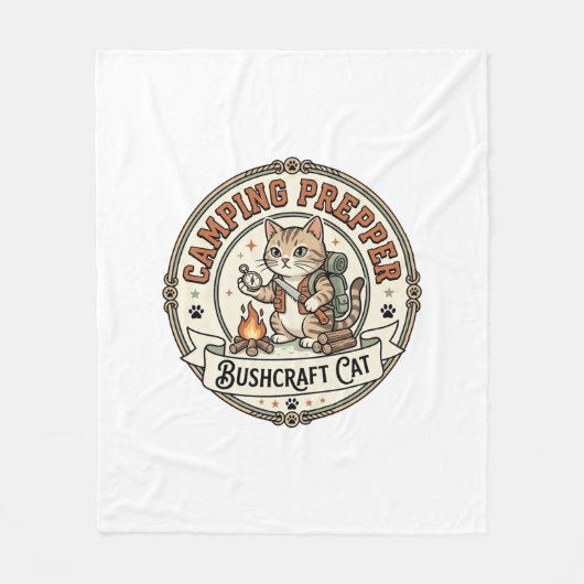 Camping Prepper Bushcraft Katze Camping Prepper Bu Fleecedecke (Vorderseite)