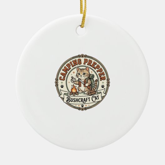 Camping Prepper Bushcraft Katze Camping Prepper Bu Keramik Ornament (Vorne)