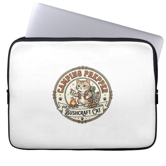 Camping Prepper Bushcraft Katze Camping Prepper Bu Laptopschutzhülle (Vorderseite)