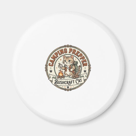 Camping Prepper Bushcraft Katze Camping Prepper Bu Magnet (Vorne)