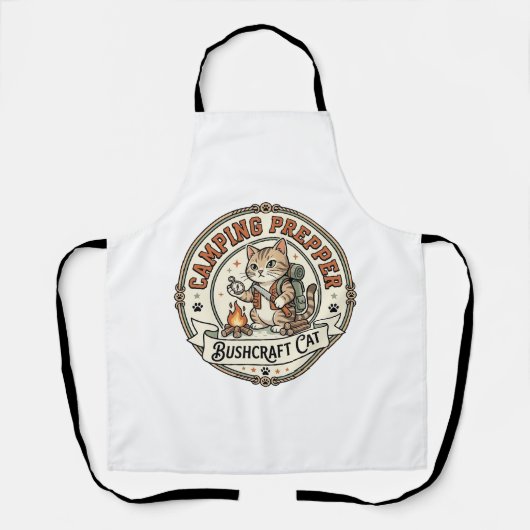 Camping Prepper Bushcraft Katze Camping Prepper Bu Schürze (Vorderseite)