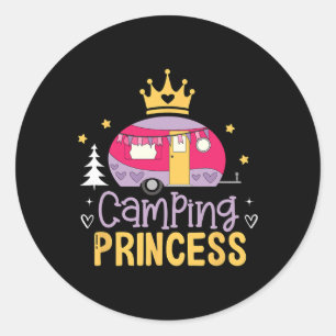 Camping Prinzessin Camper Outdoor Abenteurer Erkun Runder Aufkleber
