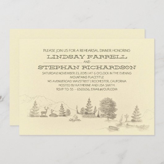 Camping-Probe-Dinner Einladung (Vorne/Hinten)