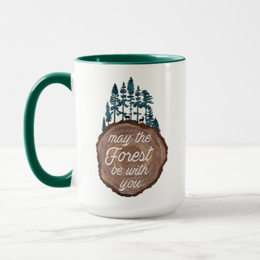 Camping Quote May The Forest Be With You On Wood Tasse (Links)