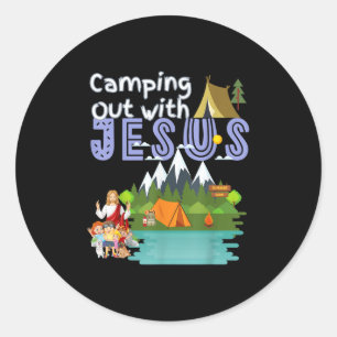 Camping raus mit Jesus Summer Camp Vbs Christlich  Runder Aufkleber