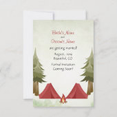 Camping Red Tent Woodland Wedding Save The Date (Rückseite)