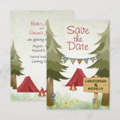 Camping Red Tent Woodland Wedding Save The Date (Vorne/Hinten)