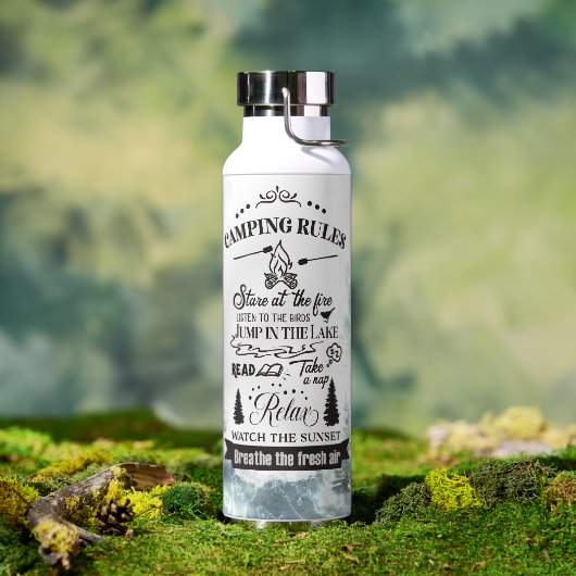Camping-Regeln für Wasserfarbenwald Trinkflasche (Außenbereich)