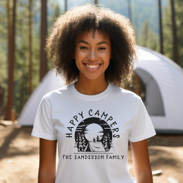 Camping Reise Familie Happy Campers Schwarz-weißer T-Shirt