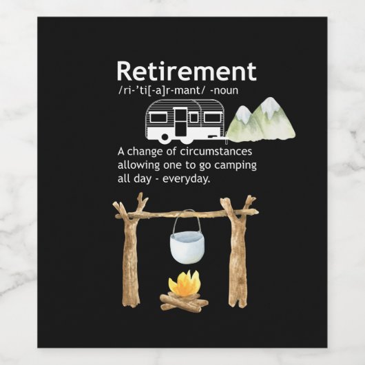 Camping Rente Funny Definition Weinetikett (Einzelnes Label)