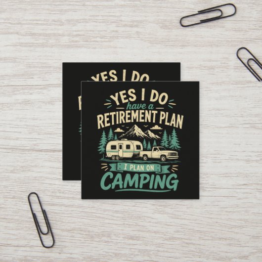 Camping-Rentnerplan Quadratische Visitenkarte (Vorderseite/Rückseite Beispiel)