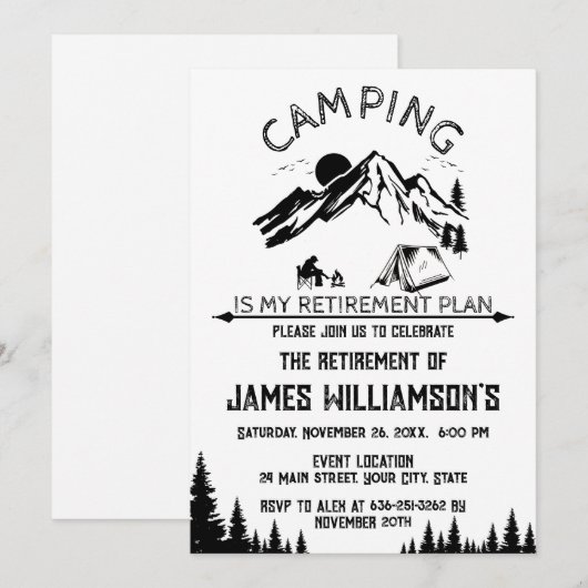 Camping Retirement party Einladung (Vorne/Hinten)