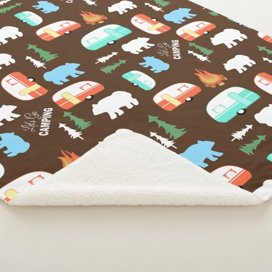 Camping Retro Camper Bear Fleece Sherpa - Braun Sherpadecke (3/4)