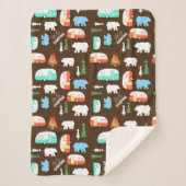 Camping Retro Camper Bear Fleece Sherpa - Braun Sherpadecke (Vorderseite)