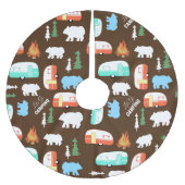 Camping Retro Camper RV Leben - braun Polyester Weihnachtsbaumdecke (Vorderseite)