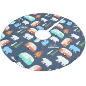 Camping Retro Camper RV Life - Blue Polyester Weihnachtsbaumdecke (Schrägansicht)