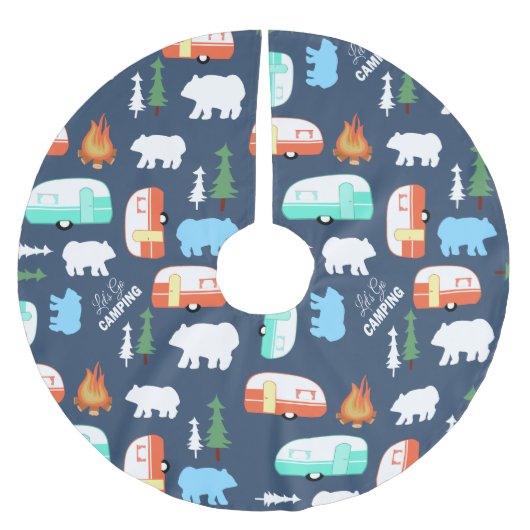 Camping Retro Camper RV Life - Blue Polyester Weihnachtsbaumdecke (Vorderseite)