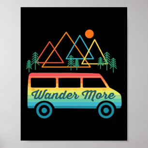 Camping Retro-Camper-Van Vintage-Sonnenuntergang B Poster