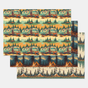 Camping Retro Colors Geschenkpapier Set