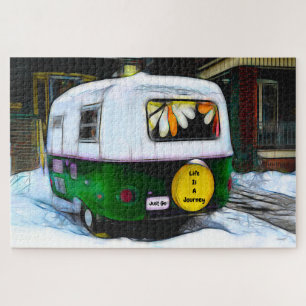 Camping Retro Hippie Leben Ist Eine Reise Einfach Puzzle
