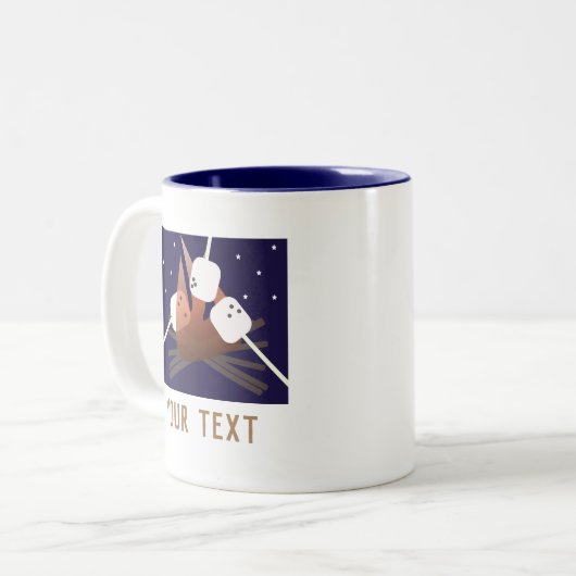 Camping Roasting Marshmallows Bonfire Zweifarbige Tasse (Vorderseite Links)