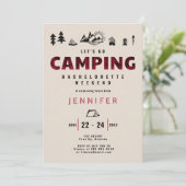 Camping Rot Kariert Außenbereich Junggeselinnen-Ab Einladung (Stehend Vorderseite)