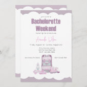 Camping Rucksack Junggeselinnen-Abschied Einladung (Vorne/Hinten)