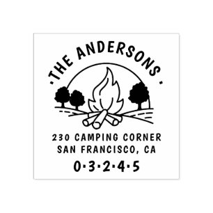 Camping Runder Familienname und Rücksendeadresse Gummistempel