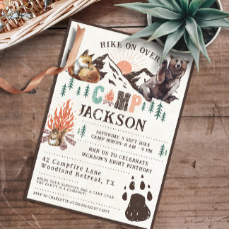 Camping Rustikales Camp Geburtstag Einladung