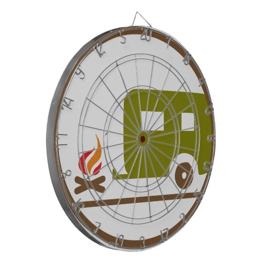 Camping RV-Anhänger und -lagerfeuer Dartscheibe (Vorderseite Links)