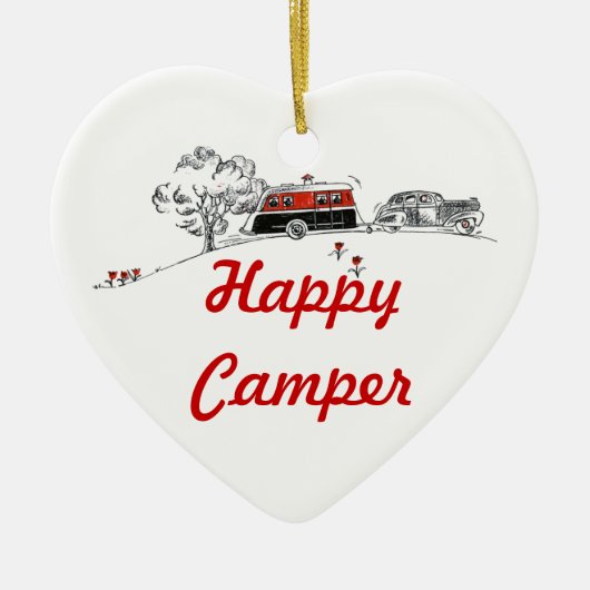 Camping RV des glücklichen Camper-| zurückgezogen Keramik Ornament (Vorne)
