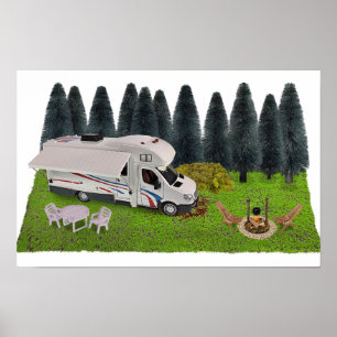 Camping RV im Forest Camping Spot Poster