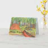 Camping Scene Happy Birthday Card Karte (Gelbe Blume)