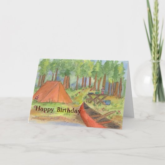 Camping Scene Happy Birthday Card Karte (Vorderseite)