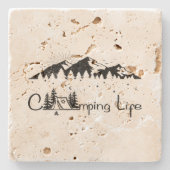 Camping Scene  Steinuntersetzer (Vorderseite)