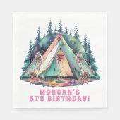 Camping-Schlafparty-Geburtstagsfeier Serviette (Vorderseite)