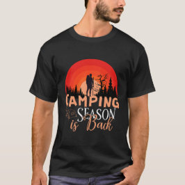 Camping Season Is Back Retro Sunset Outdoor Advent T-Shirt