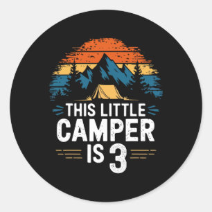 Camping-Shirt zum 3. Geburtstag für 3-jährige Kind Runder Aufkleber