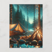 Camping-Site mit Hübschen Leuchten Postkarte (Vorderseite)